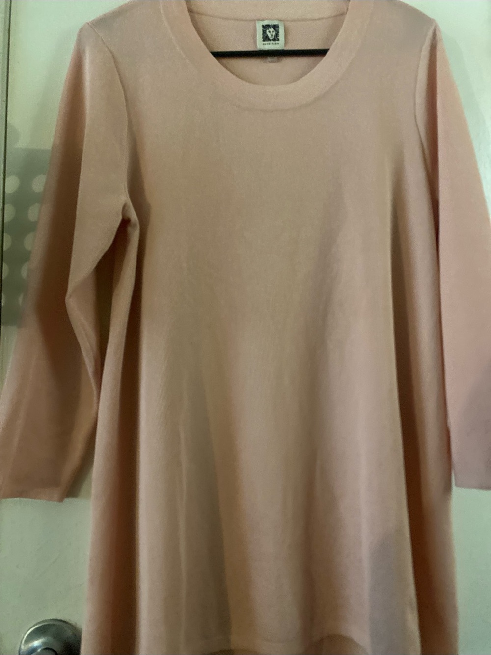 Anne Klein Blush light Pink Long-Sleeve oversized Crewneck Tunic